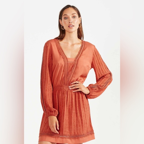TIGERLILY Maresa Guava Orange Long Sleeve Mini Dress RRP$249 - Picture 6 of 16